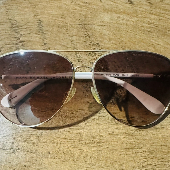 Marc By Marc Jacobs MMJ 299/S White Aviator Sunglasses summer beach vacation - Picture 2 of 6